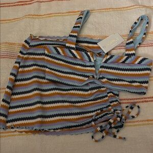 Medium + One Size - NWOT - L*space - Striped Bikini Top & Matching Swim Skirt